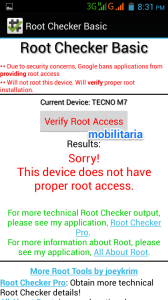root checker result for Tecno M7